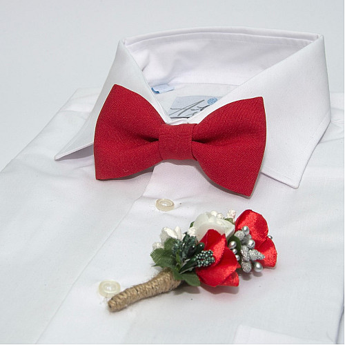 Красный набор Gofin 2 в 1 бабочка и бутоньерка GFO-16009