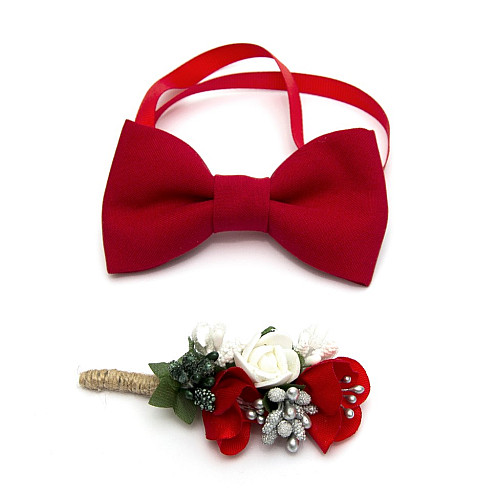 Красный набор Gofin 2 в 1 бабочка и бутоньерка GFO-16009