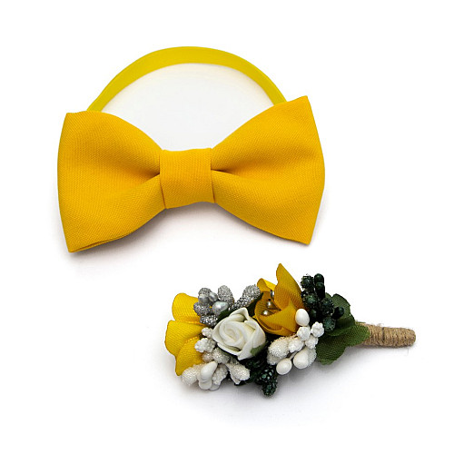 Желтый набор Gofin 2 в 1 бабочка и бутоньерка GFO-16011