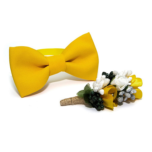 Желтый набор Gofin 2 в 1 бабочка и бутоньерка GFO-16011