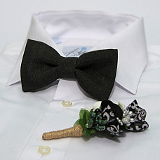 Черный набор Gofin 2 в 1 бабочка и бутоньерка GFO-16015