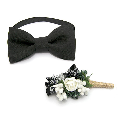 Чорний набір Gofin 2 в 1 метелик та бутоньєрка GFO-16015