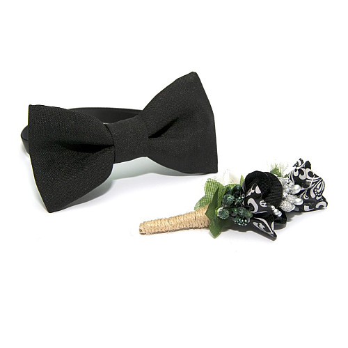 Чорний набір Gofin 2 в 1 метелик та бутоньєрка GFO-16015