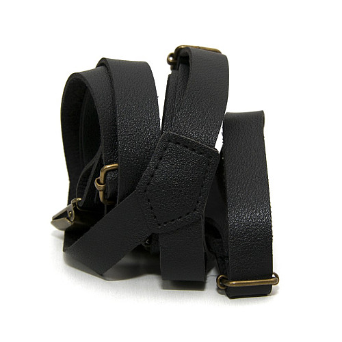 Эко кожаные подтяжки Gofin узкие черные 1,5 см PBK-33000