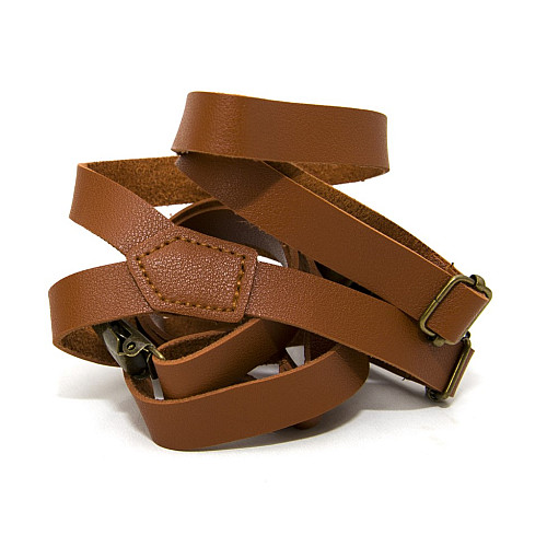 Еко шкіряні підтяжки Gofin вузькі світло-коричневі 1,5 см PBK-33001