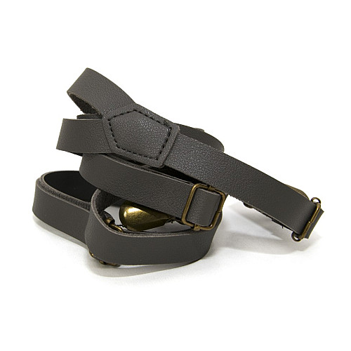 Эко кожаные подтяжки Gofin узкие темно-серые 1,5 см PBK-33003