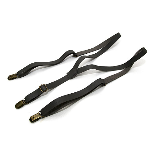 Эко кожаные подтяжки Gofin узкие темно-серые 1,5 см PBK-33003