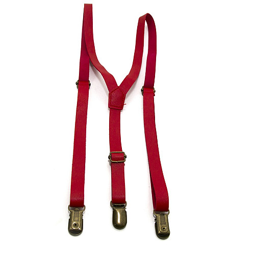 Эко кожаные подтяжки Gofin узкие красные 1,5 см PBK-33004