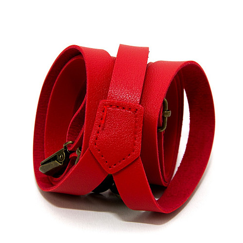 Эко кожаные подтяжки Gofin узкие красные 1,5 см PBK-33004