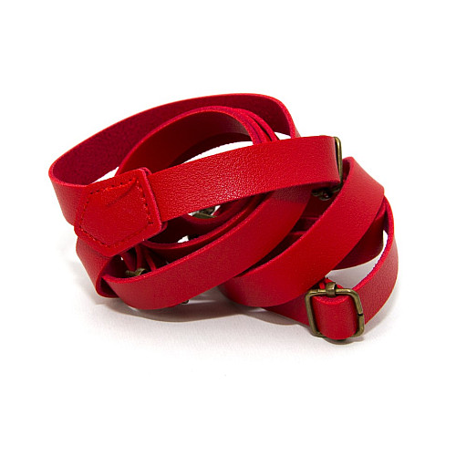 Эко кожаные подтяжки Gofin узкие красные 1,5 см PBK-33004