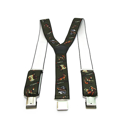 Мужские подтяжки Gofin цвета хаки с рисунком охота Y образные 4 см PBM-19002