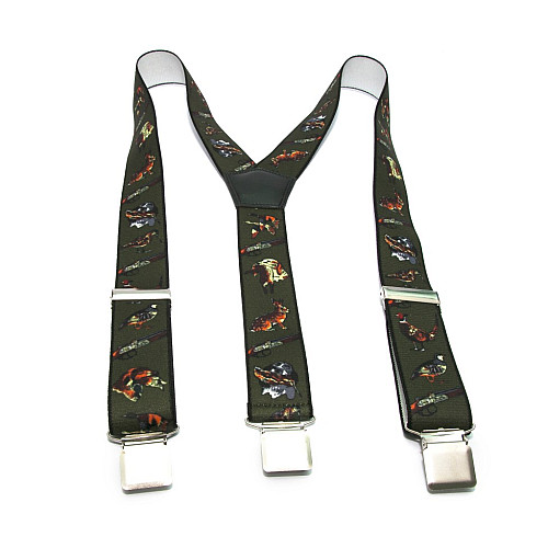 Мужские подтяжки Gofin цвета хаки с рисунком охота Y образные 4 см PBM-19002