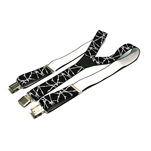 Мужские подтяжки Gofin черные с рисунком колючей проволовки Y образные 4 см PBM-19005