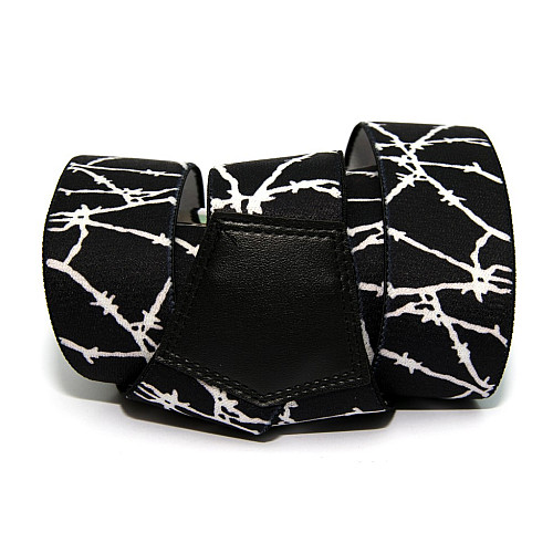 Мужские подтяжки Gofin черные с рисунком колючей проволовки Y образные 4 см PBM-19005