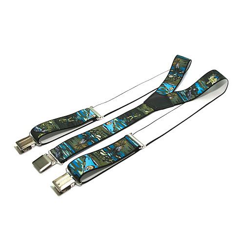 Подтяжки Gofin мужские зеленые с рисунком рыбалка Y образные 4 см PBM-19010