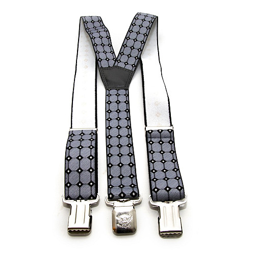 Подтяжки Gofin мужские серые в квадраты Y образные 4 см PBM-19011