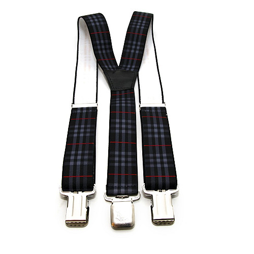 Подтяжки Gofin мужские серыев клетку Y образные 4 см PBM-19016