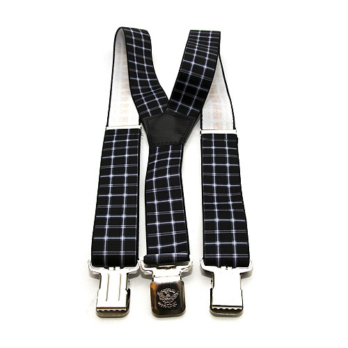 Подтяжки Gofin мужские черные в клетку Y образные 4 см PBM-19018
