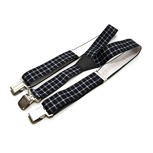 Подтяжки Gofin мужские черные в клетку Y образные 4 см PBM-19018