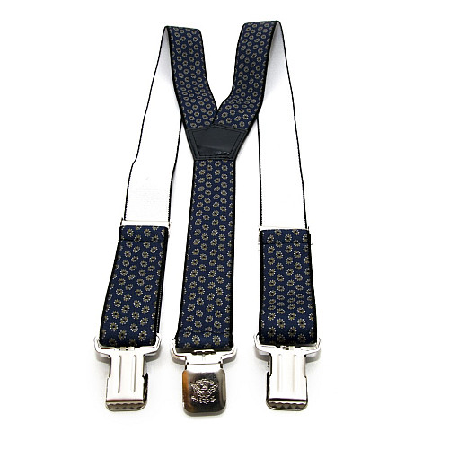 Подтяжки Gofin мужские синие с цветами Y образные 4 см PBM-19019