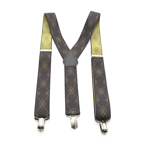 Подтяжки Gofin серые в ромбики Y образные 3,5 см PBM-19024