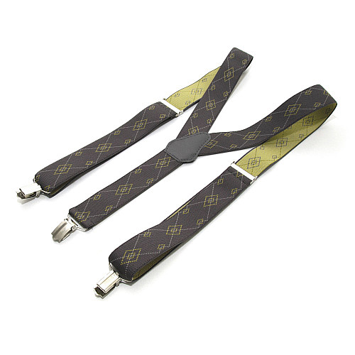 Подтяжки Gofin серые в ромбики Y образные 3,5 см PBM-19024