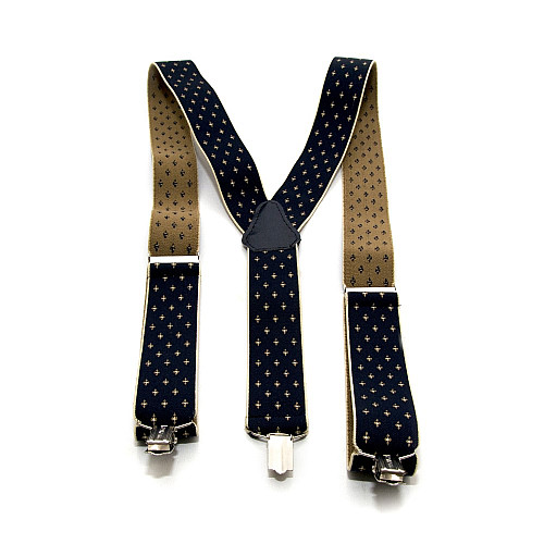 Подтяжки Gofin синие в королевский узор Y образные 3,5 см PBM-19027