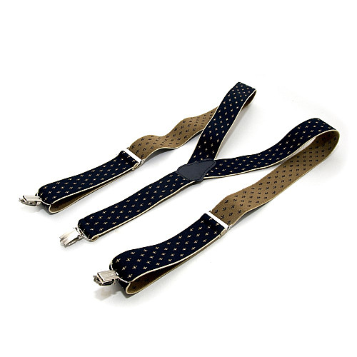 Подтяжки Gofin синие в королевский узор Y образные 3,5 см PBM-19027