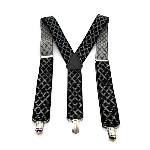 Подтяжки Gofin черные в ромбики Y образные 3,5 см PBM-19031