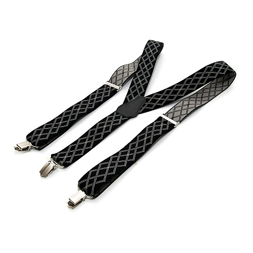 Подтяжки Gofin черные в ромбики Y образные 3,5 см PBM-19031