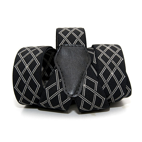 Подтяжки Gofin черные в ромбики Y образные 3,5 см PBM-19031