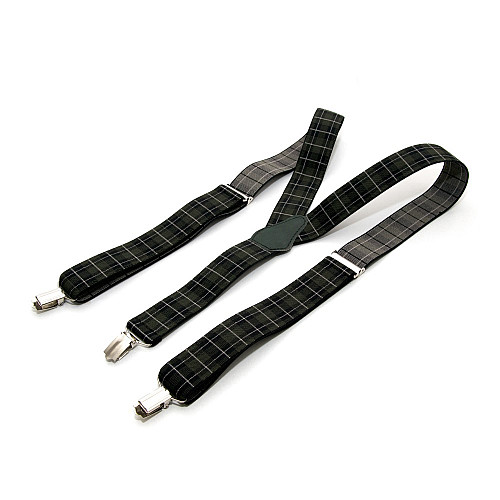 Подтяжки Gofin темно-зеленые в клетку Y образные 3,5 см PBM-19032