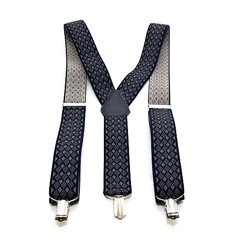 Подтяжки Gofin темно-синие в ромбики Y образные 3,5 см PBM-19033