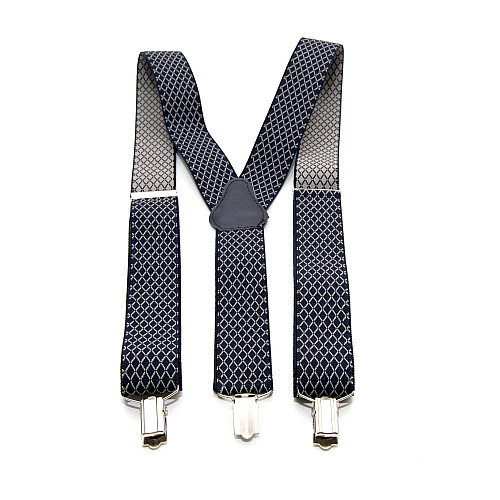 Підтяжки Gofin темно-сині з ромбіками Y образні 3,5 см PBM-19034