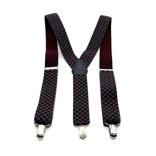 Підтяжки Gofin сіро-синя шахматна дошка Y образні 3,5 см PBM-19037