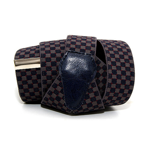 Підтяжки Gofin сіро-синя шахматна дошка Y образні 3,5 см PBM-19037