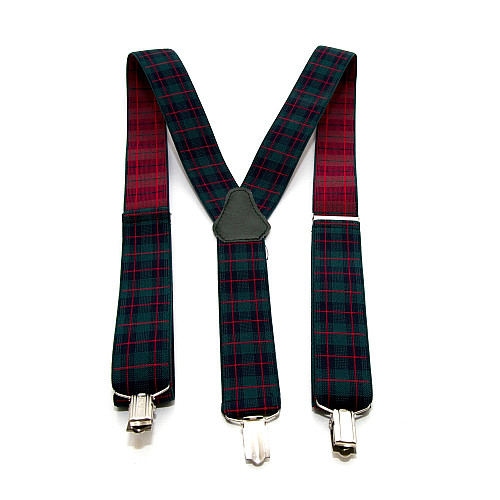 Подтяжки Gofin зеленые в клетку Y образные 3,5 см PBM-19040