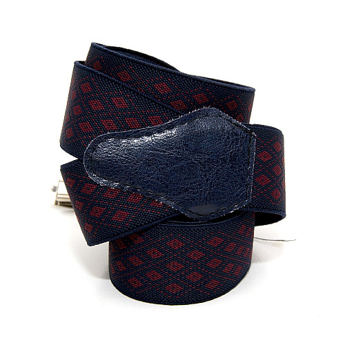 Подтяжки Gofin синие в бордовые ромбики Y образные 3,5 см PBM-19041