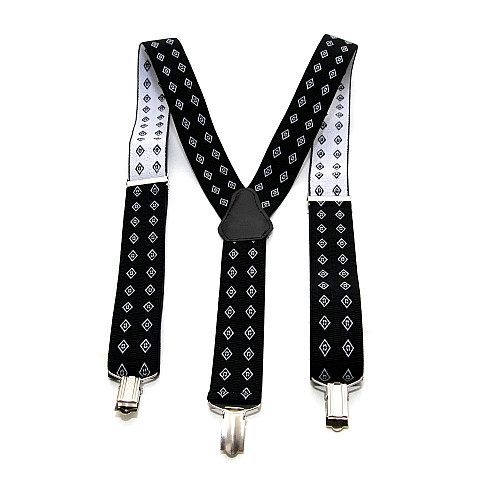 Підтяжки Gofin чорні з білими ромбіками Y образні 3,5 см PBM-19042