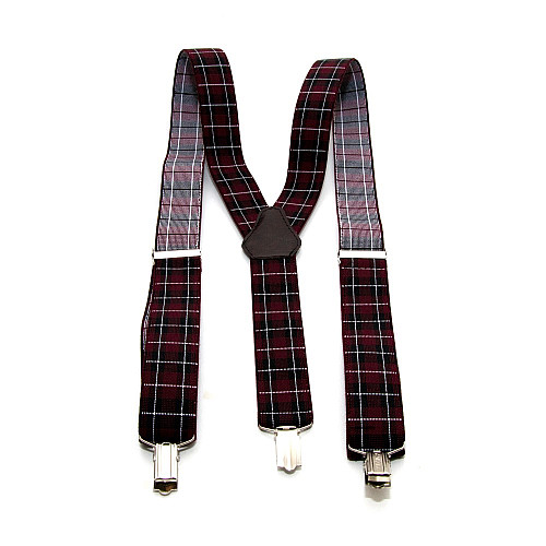 Подтяжки Gofin бордовые с в клетку Y образные 3,5 см PBM-19043