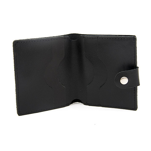 Шкіряний чорний міні гаманець Gofin SKF-24002