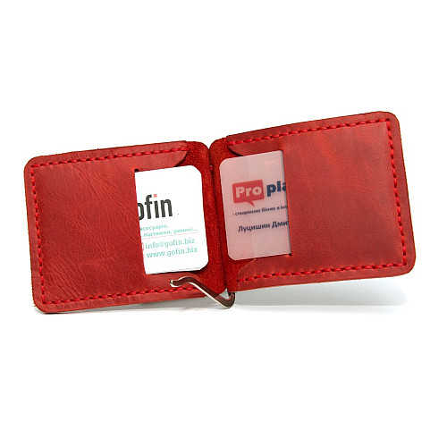 Червоний шкіряний зажим для грошей Gofin SKG-10000