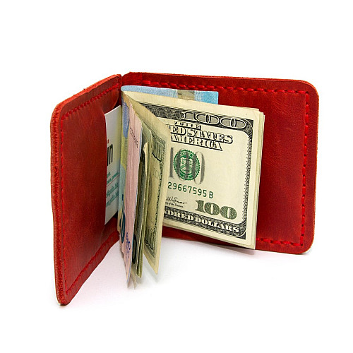 Червоний шкіряний зажим для грошей Gofin SKG-10000