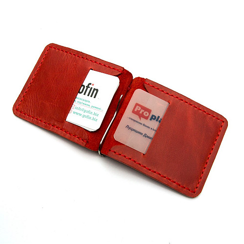 Червоний шкіряний зажим для грошей Gofin SKG-10000