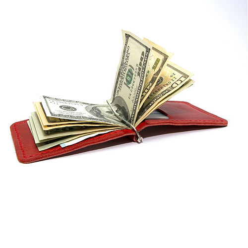 Червоний шкіряний зажим для грошей Gofin SKG-10000