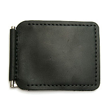 Шкіряний зажим для грошей Gofin чорний ручної роботи SKG-10001