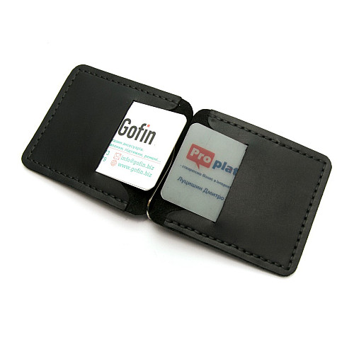 Шкіряний зажим для грошей Gofin чорний ручної роботи SKG-10001