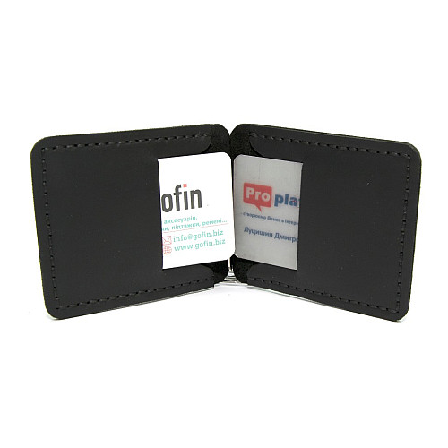 Шкіряний зажим для грошей Gofin чорний ручної роботи SKG-10001
