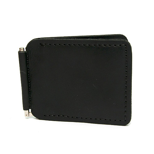 Шкіряний зажим для грошей Gofin чорний ручної роботи SKG-10001