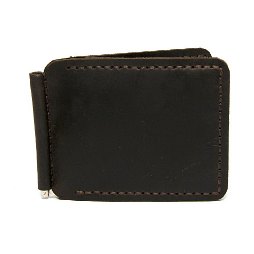 Кожаный зажим для денег Gofin ручной работы темно-коричневый SKG-10002